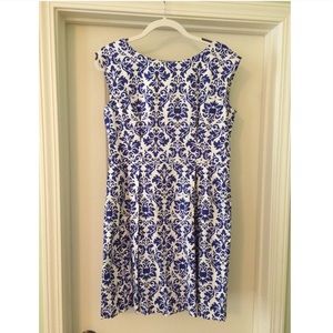 Closet Damask Fit and Flare Dress